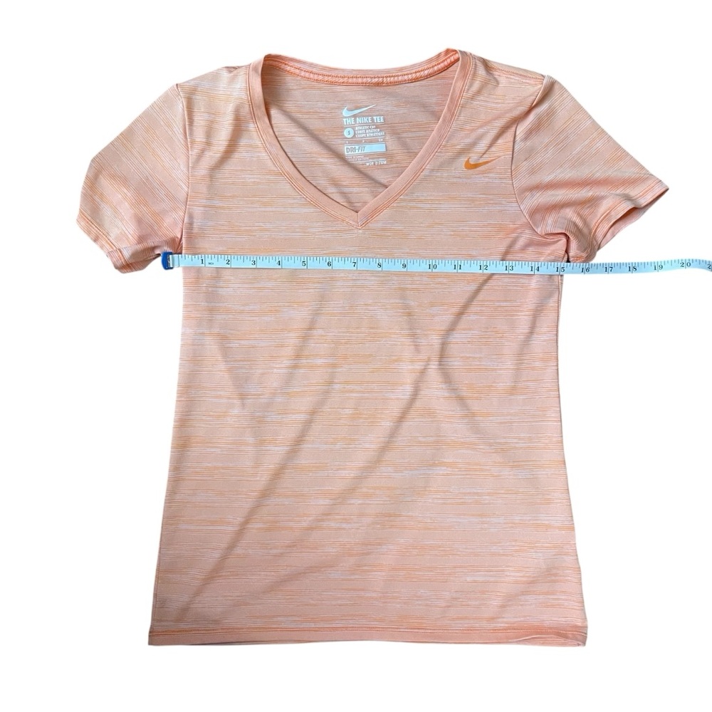 Nike Dri-FIT Orange Space Dye V Neck Running Athletic Tee Top Women’s Small - Picture 4 of 6